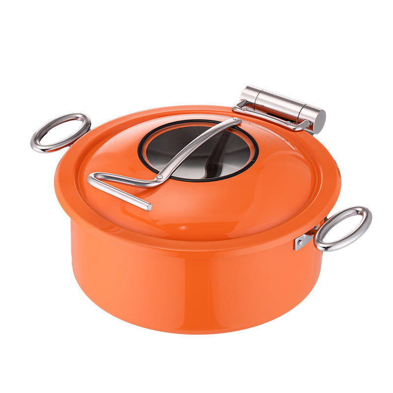5L Round Stainless Steel Chafing Dish with Soft-Close Lid | Hotel & Buffet Serving