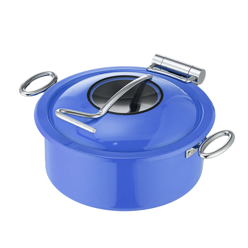 5L Round Stainless Steel Chafing Dish with Soft-Close Lid | Hotel & Buffet Serving