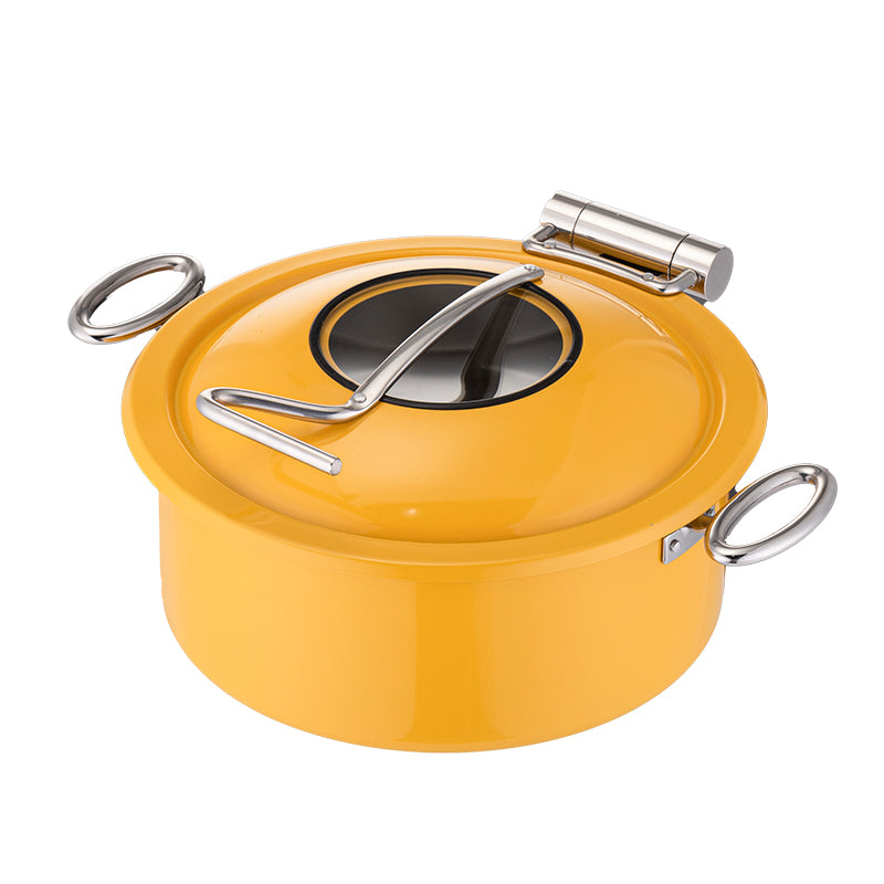 5L Round Stainless Steel Chafing Dish with Soft-Close Lid | Hotel & Buffet Serving