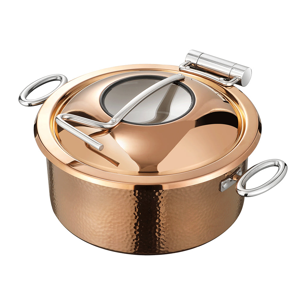 5L Round Stainless Steel Chafing Dish with Soft-Close Lid | Hotel & Buffet Serving