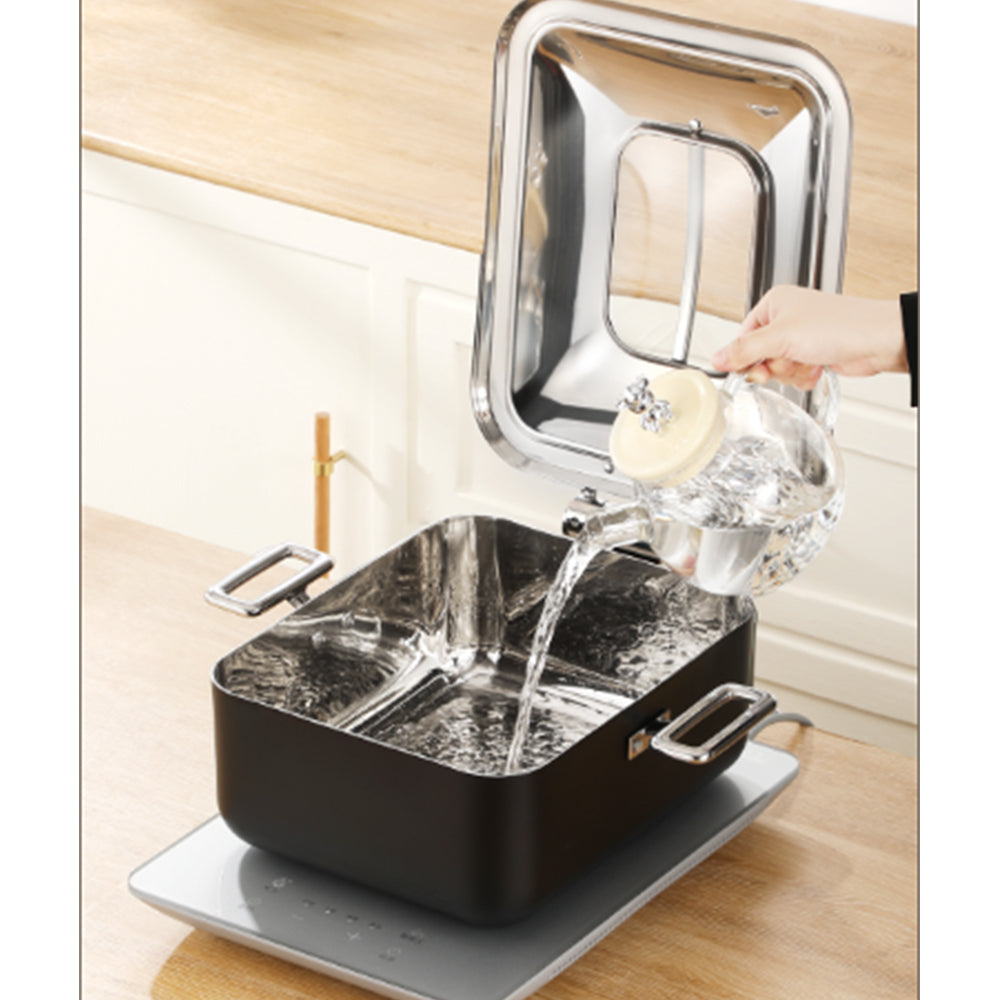 Gold Chafing Dish Set 5L Electric – Rectangular Stainless Steel Buffet Food Warmer for Catering