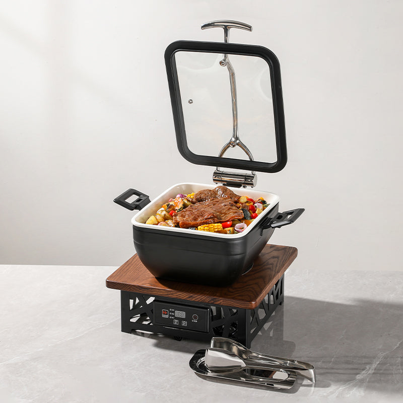 Edicel  5L Round Multi-Position Stay-Open Lid Chafing Dish for Hotel Buffet Serving