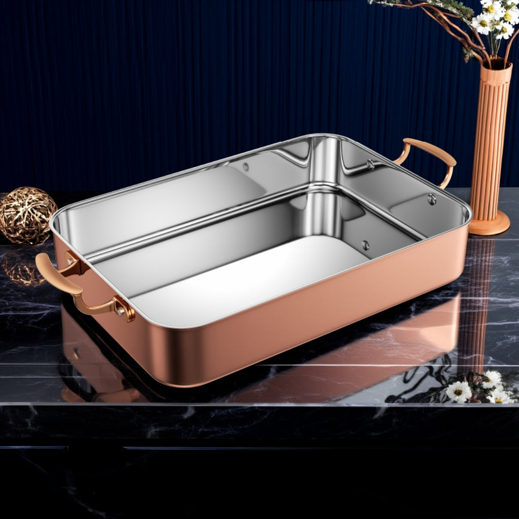 Edicel Rose Gold Rectangular Stainless Steel Buffet Pan — Hotel Serving