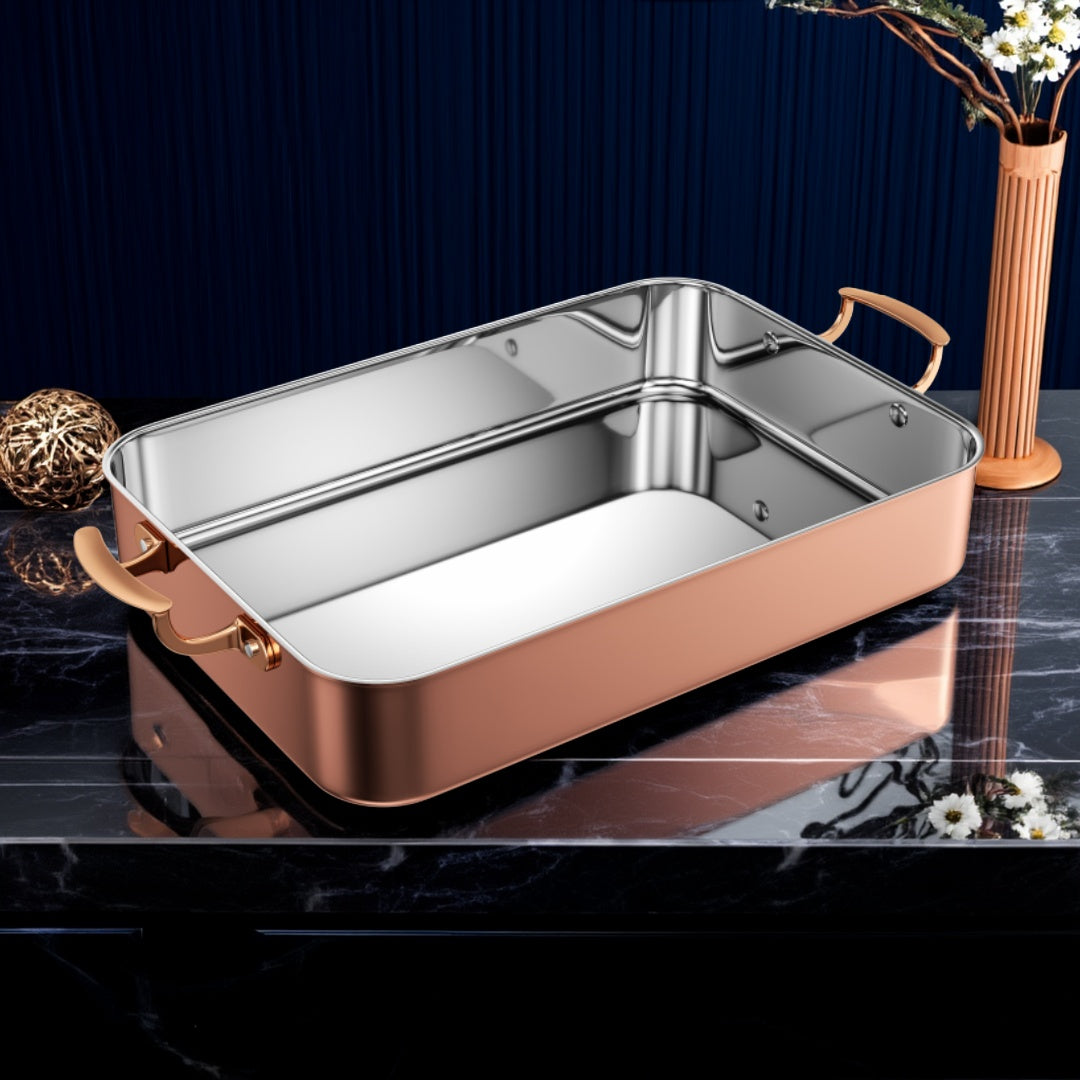Edicel Rose Gold Rectangular Stainless Steel Buffet Pan — Hotel Serving