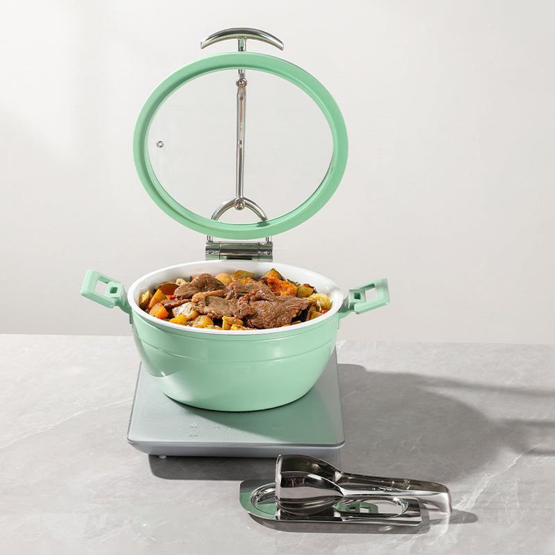 Edicel  5L Round Multi-Position Stay-Open Lid Chafing Dish for Hotel Buffet Serving