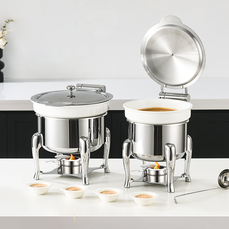 Edicel 6L Commercial Stainless Steel Soup Warmer with Ceramic Insert for Hotel Buffet & Catering
