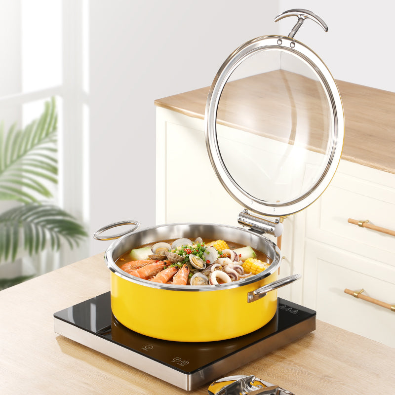 6.8L Stainless Steel Chafing Dish with Soft-Close Lid | Hotel & Buffet Serving