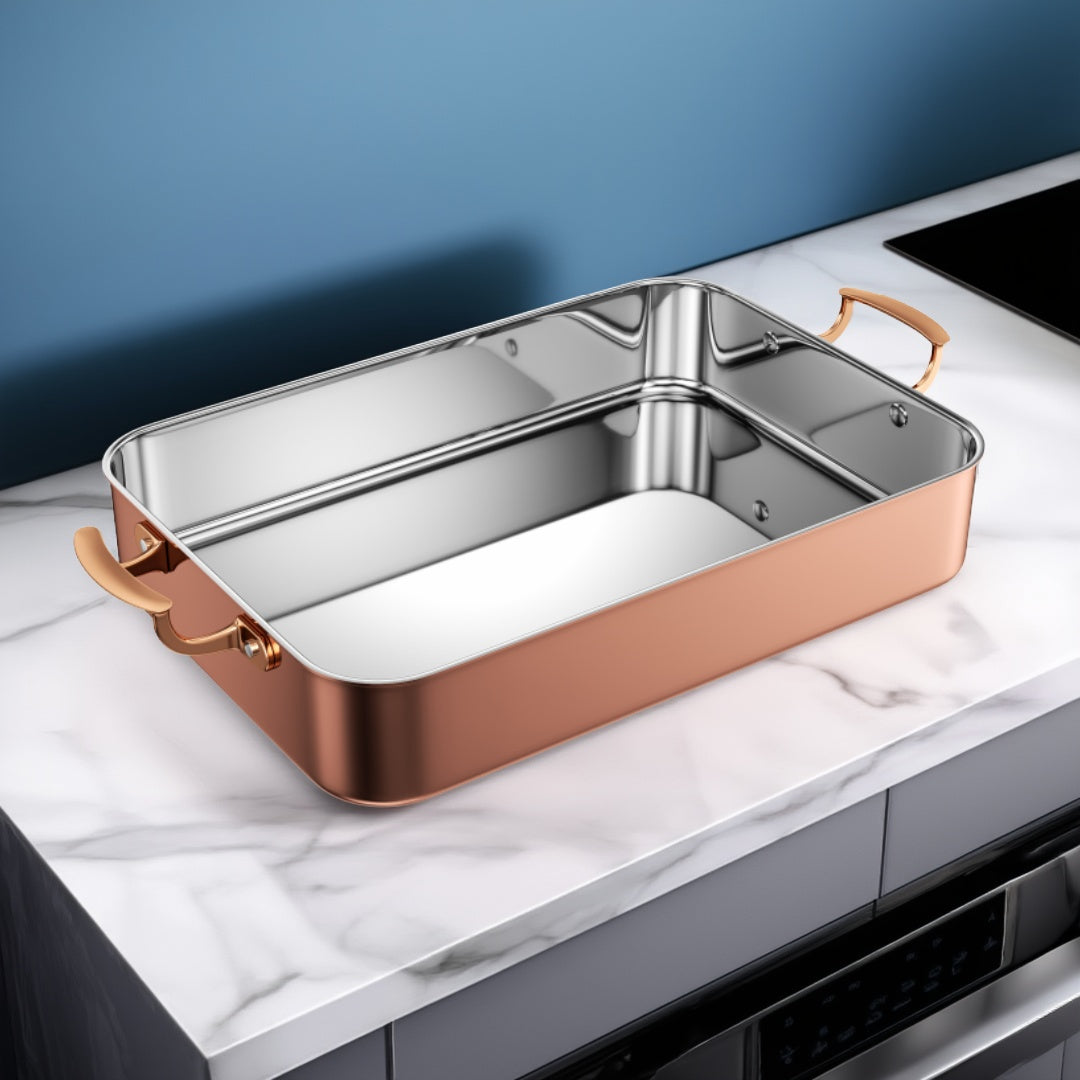 Edicel Rose Gold Rectangular Stainless Steel Buffet Pan — Hotel Serving