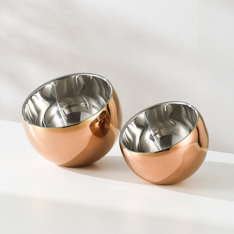 Edicel Stainless Steel Slanted Double Layer Salad Bowl – Multi-Color Serving Bowl for Salad, Fruit & Sauce