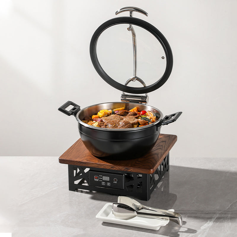 Edicel  5L Round Multi-Position Stay-Open Lid Chafing Dish for Hotel Buffet Serving