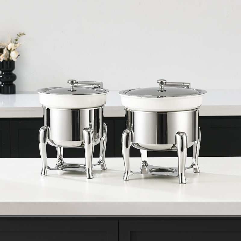 Edicel 6L Commercial Stainless Steel Soup Warmer with Ceramic Insert for Hotel Buffet & Catering