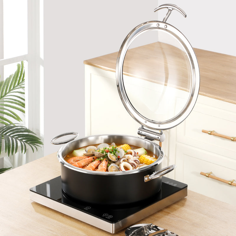 6.8L Stainless Steel Chafing Dish with Soft-Close Lid | Hotel & Buffet Serving