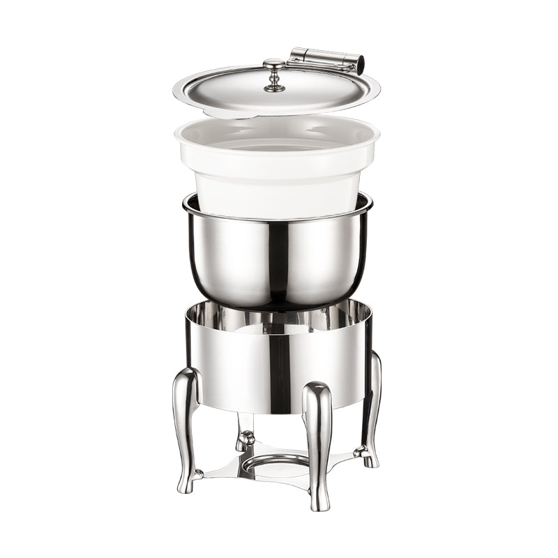 Edicel 6L Commercial Stainless Steel Soup Warmer with Ceramic Insert for Hotel Buffet & Catering