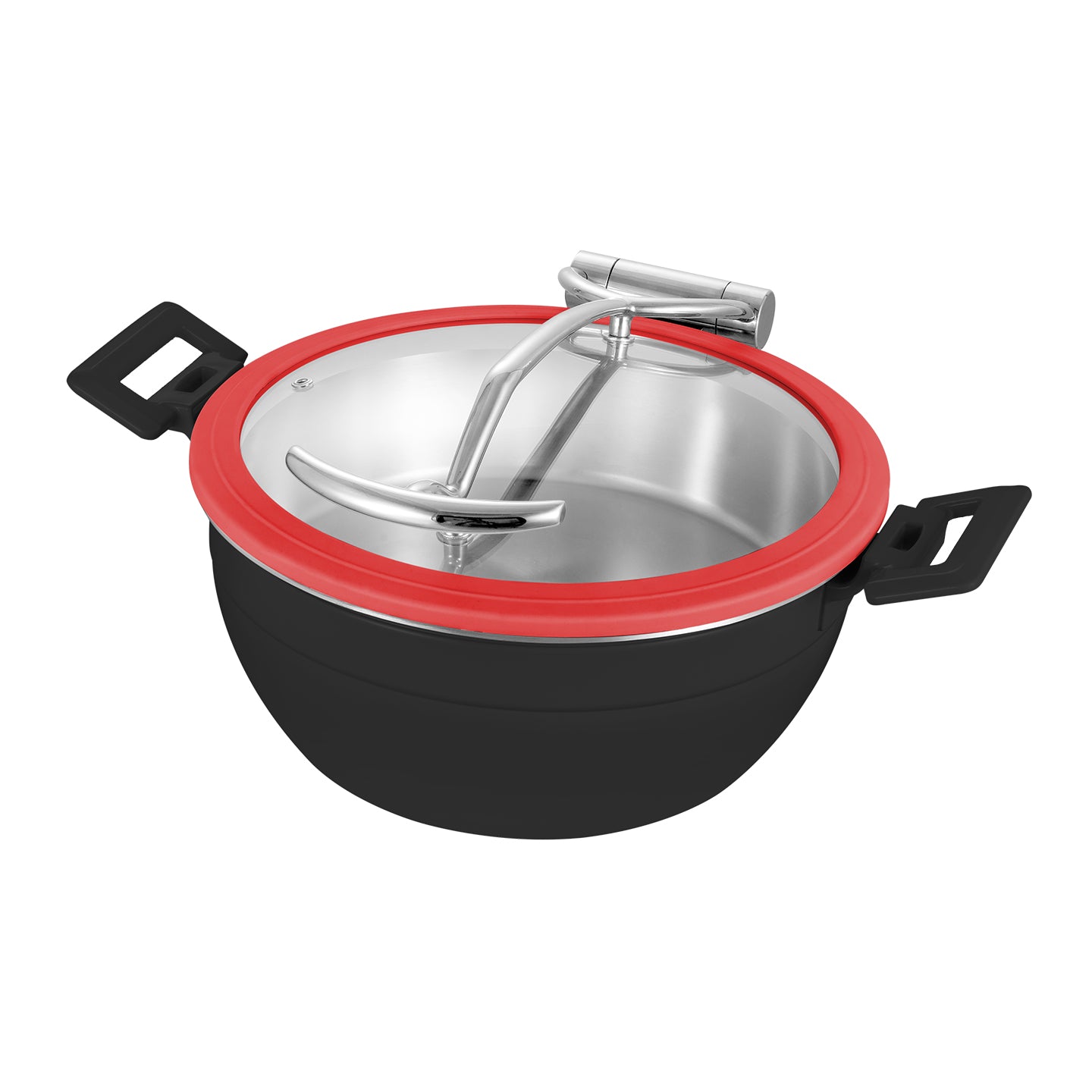 Edicel  5L Round Multi-Position Stay-Open Lid Chafing Dish for Hotel Buffet Serving