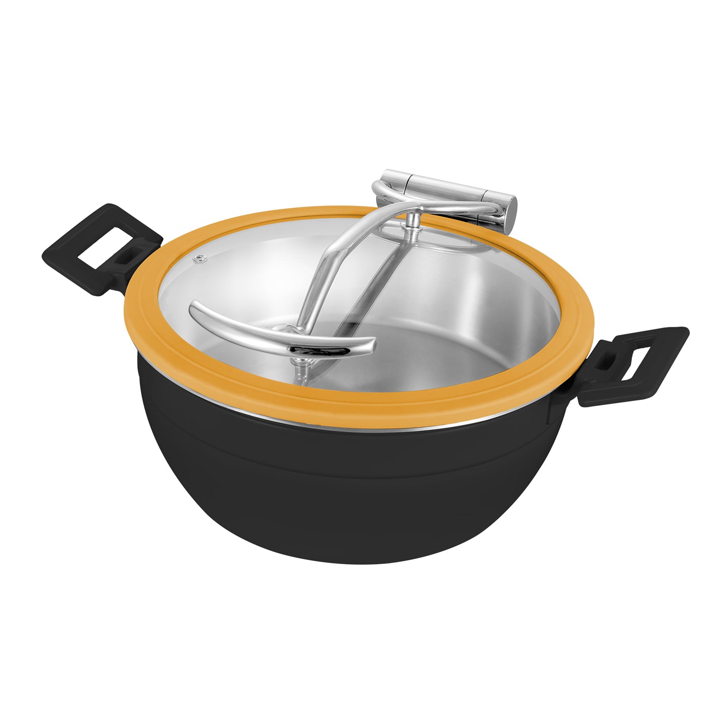 Edicel  5L Round Multi-Position Stay-Open Lid Chafing Dish for Hotel Buffet Serving