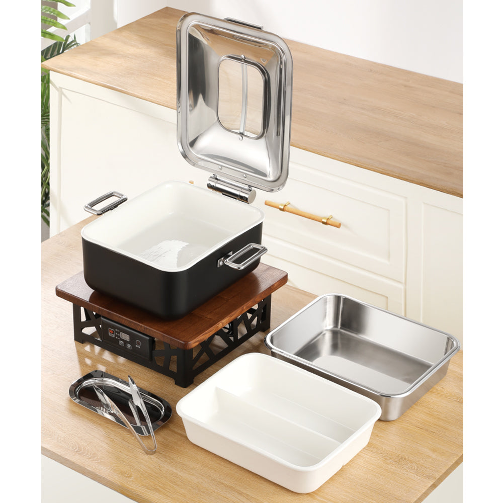 Edicel 6L Rectangular Stainless Steel Chafing Dish with Soft-Close Lid | Hotel & Buffet Serving