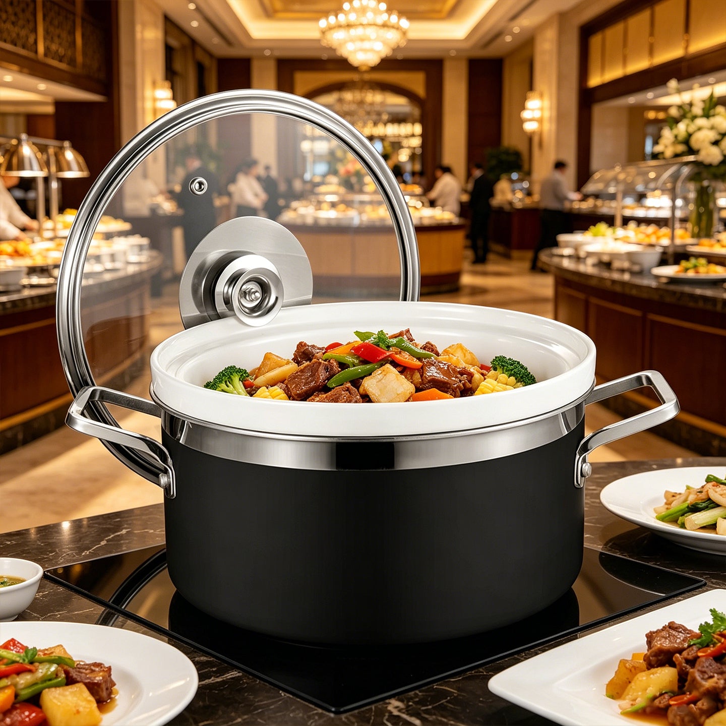 Edicel Square Stainless Steel Chafing Dish  | Hotel Buffet Food Warmer