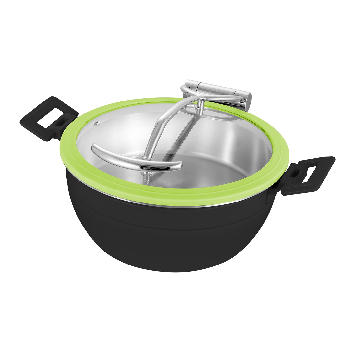 Edicel  5L Round Multi-Position Stay-Open Lid Chafing Dish for Hotel Buffet Serving