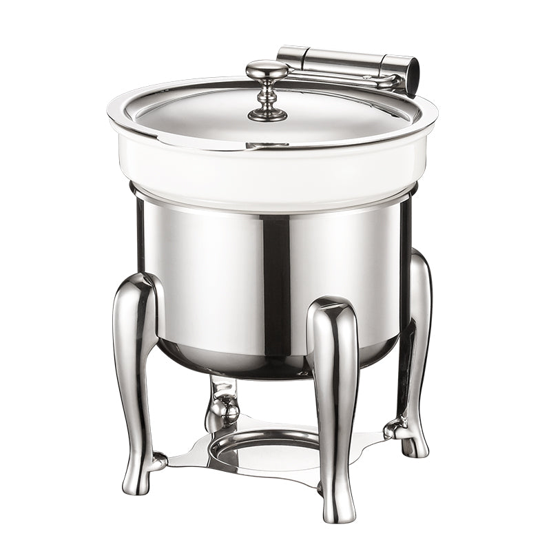 Edicel 6L Commercial Stainless Steel Soup Warmer with Ceramic Insert for Hotel Buffet & Catering