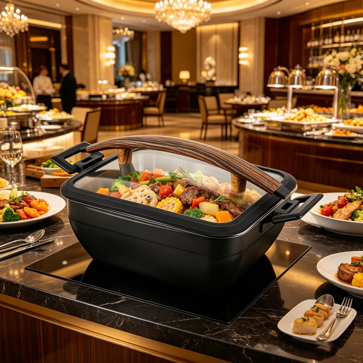 6L Insert Lid Rectangular Stainless Steel Chafing Dish for Hotel Buffet & Catering