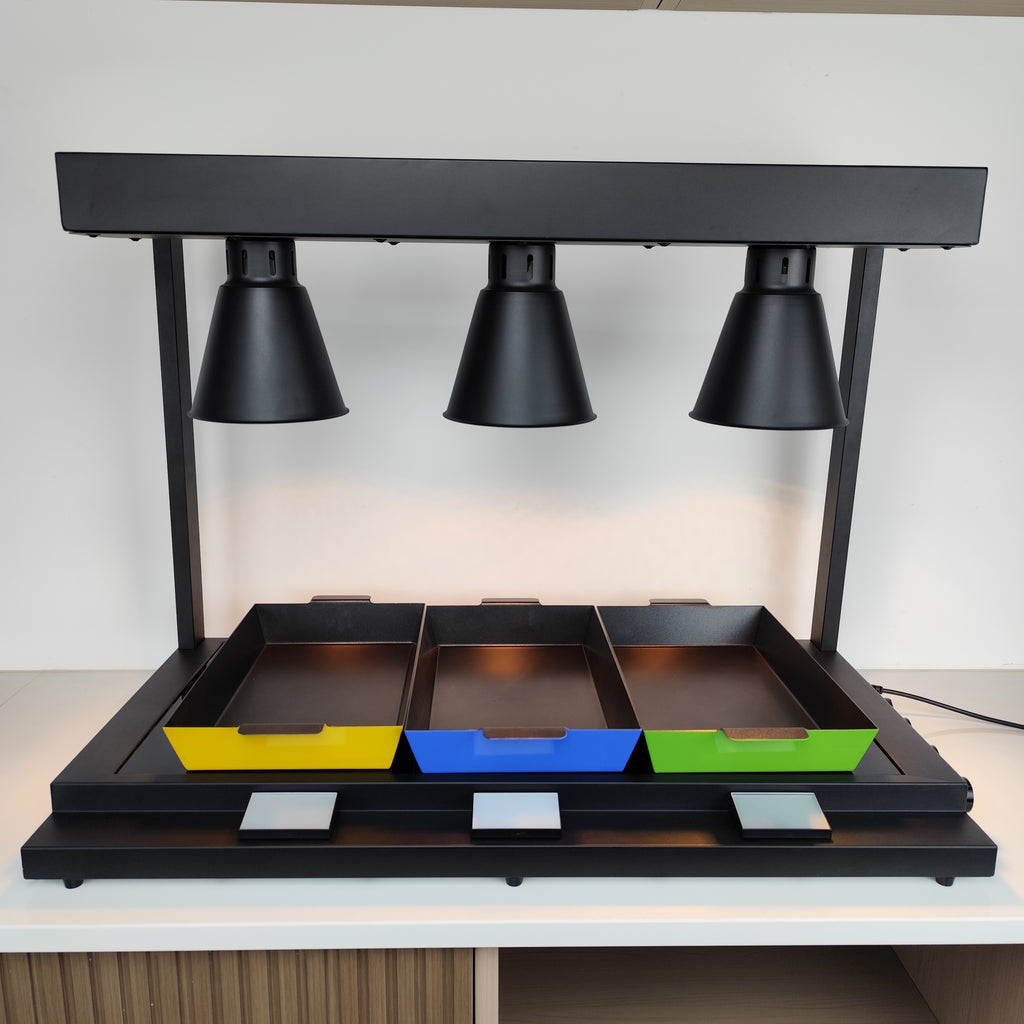 Edicel Triple Head Infrared Heat Lamp Station | Buffet & Catering Warming