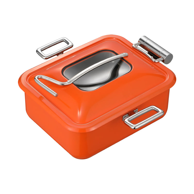 Edicel 6L Rectangular Stainless Steel Chafing Dish with Soft-Close Lid | Hotel & Buffet Serving