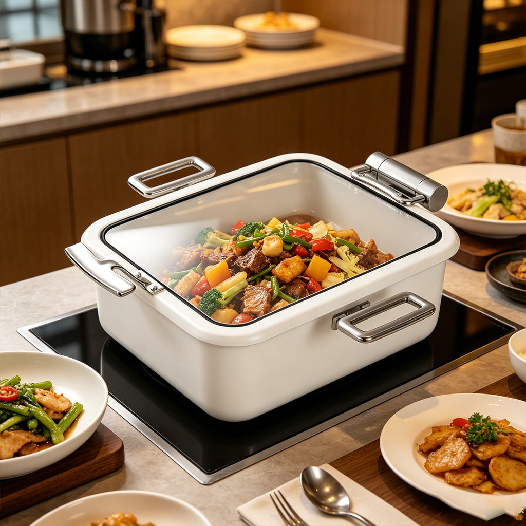 Edicel 5L Rectangular Stainless Steel Soft-close Chafing Dish | Alcohol Water Bath Food Warmer for Catering (Copy)