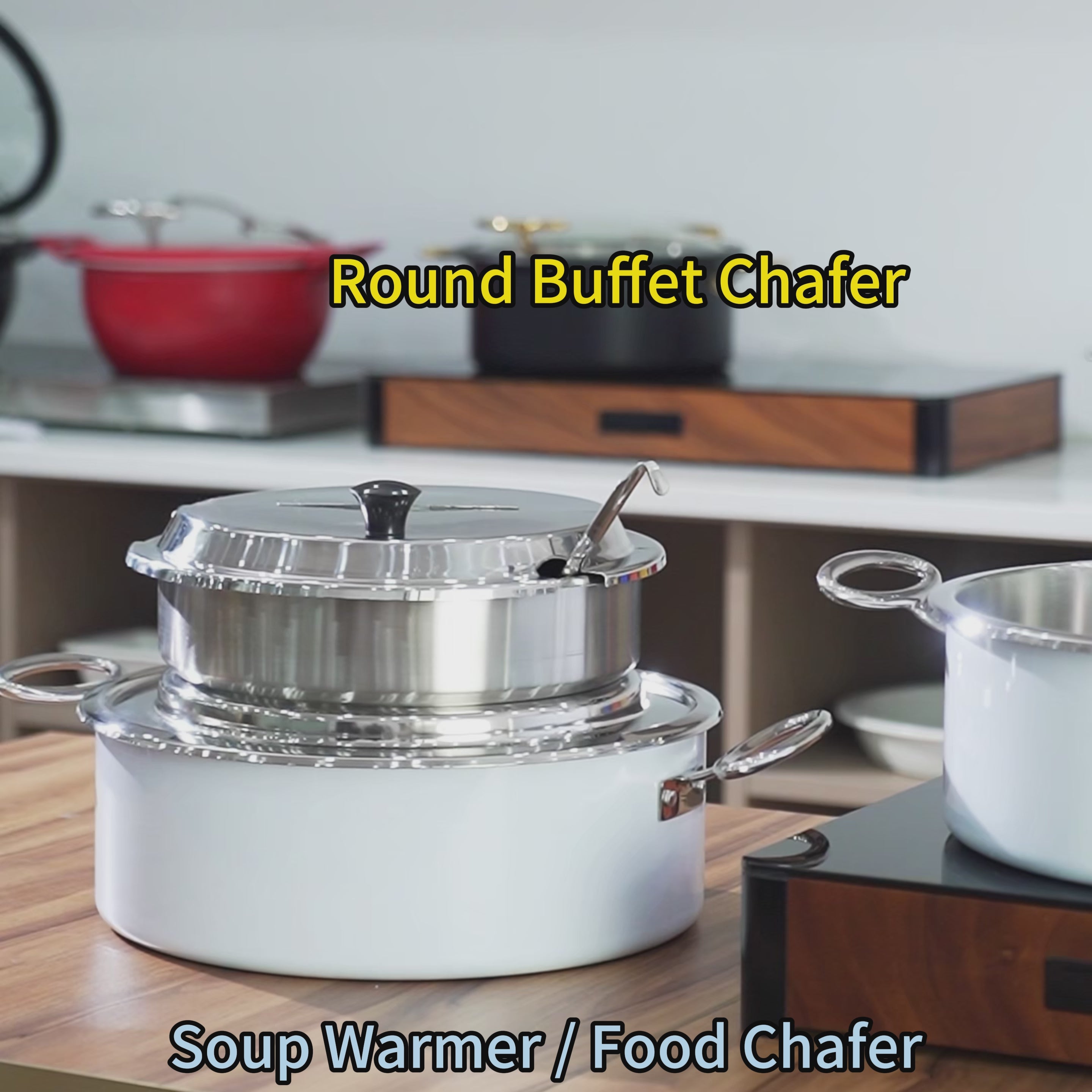10L Stainless Steel Buffet Soup Warmer | Flip-Top Insulated Food Server